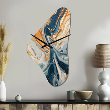 Teal Orange Aqua Symphony - Asymmetric Metal Wall Clock